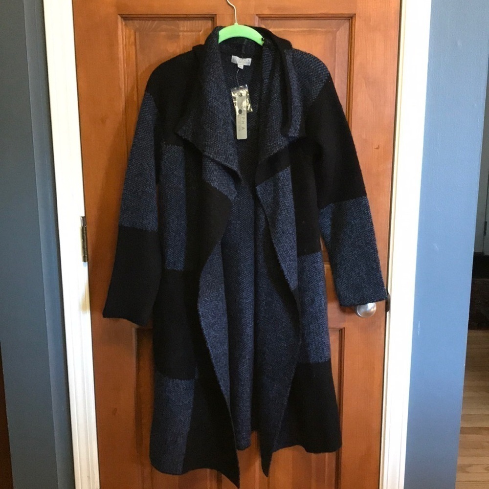 JOSEPH A. Oversized Blue Coloeblock Coat Size Small